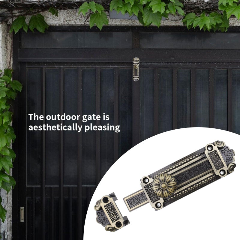 Geesatis Bronze Slide Door Bolt Gate Security Lock Latch Antique Sliding Door Window Latch, with Mounting Screws, Length 5 inch - Image 5